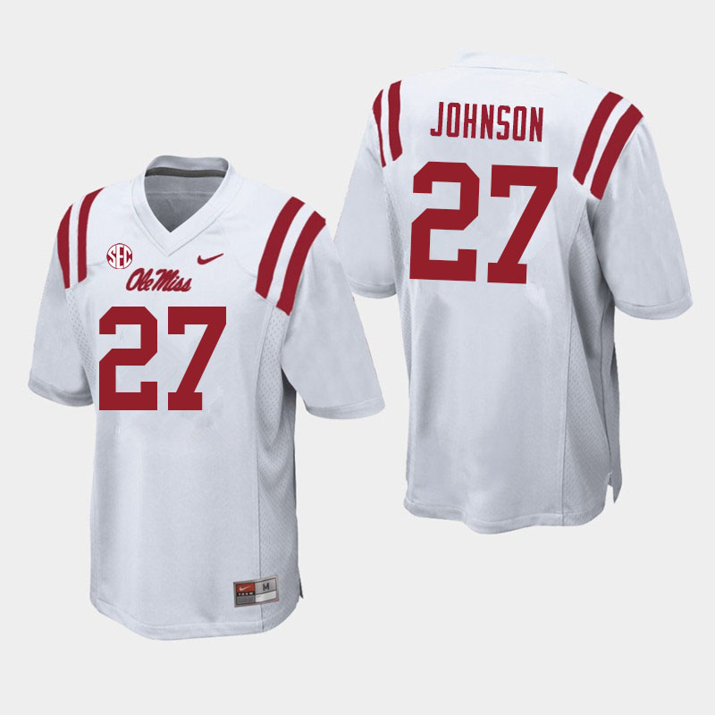 Men #27 Tysheem Johnson Ole Miss Rebels College Football Jerseys Sale-White